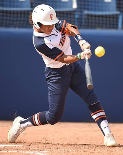 Softball player at bat