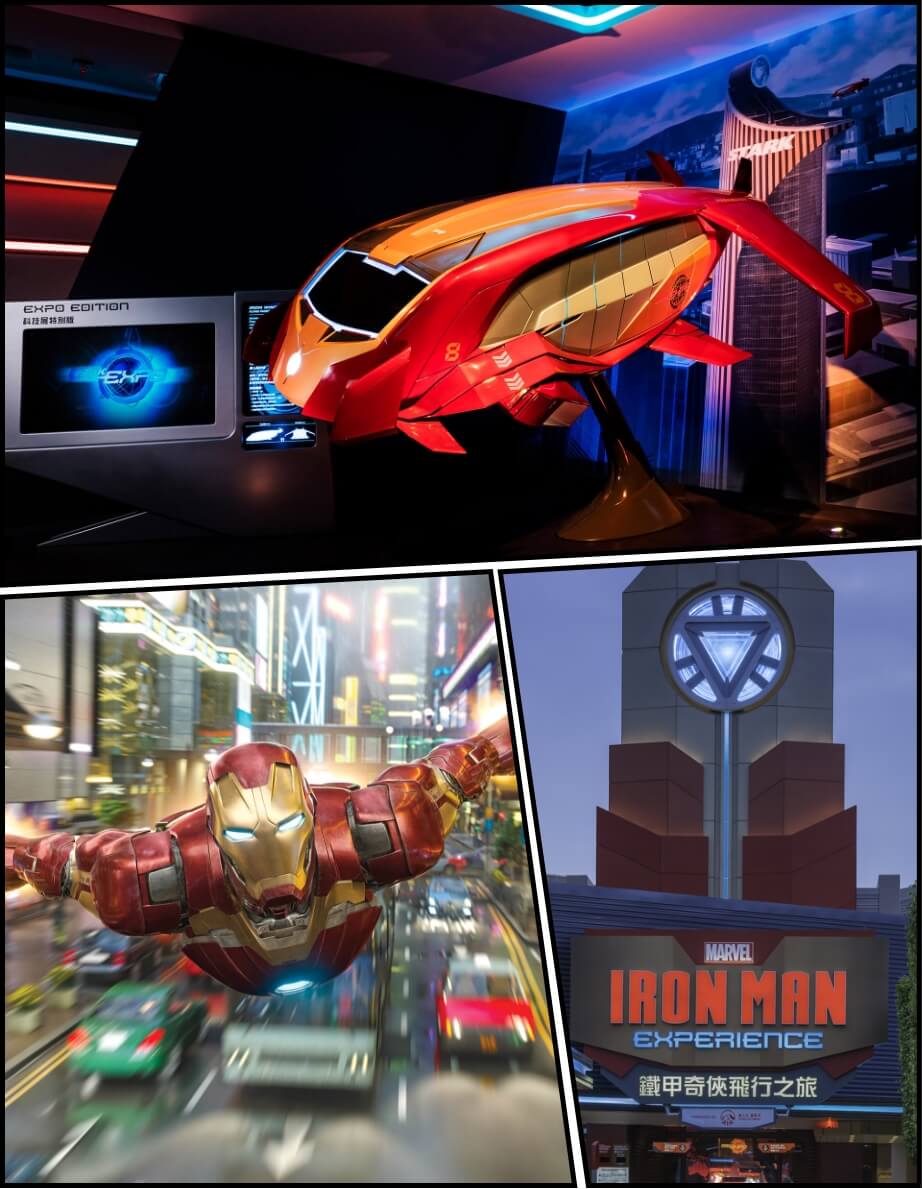 Collage of “Iron Man Experience” at Hong Kong Disneyland Resort